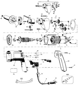 Page A Diagram and Parts List for 1311 Type 101 Black and Decker Electric Drill